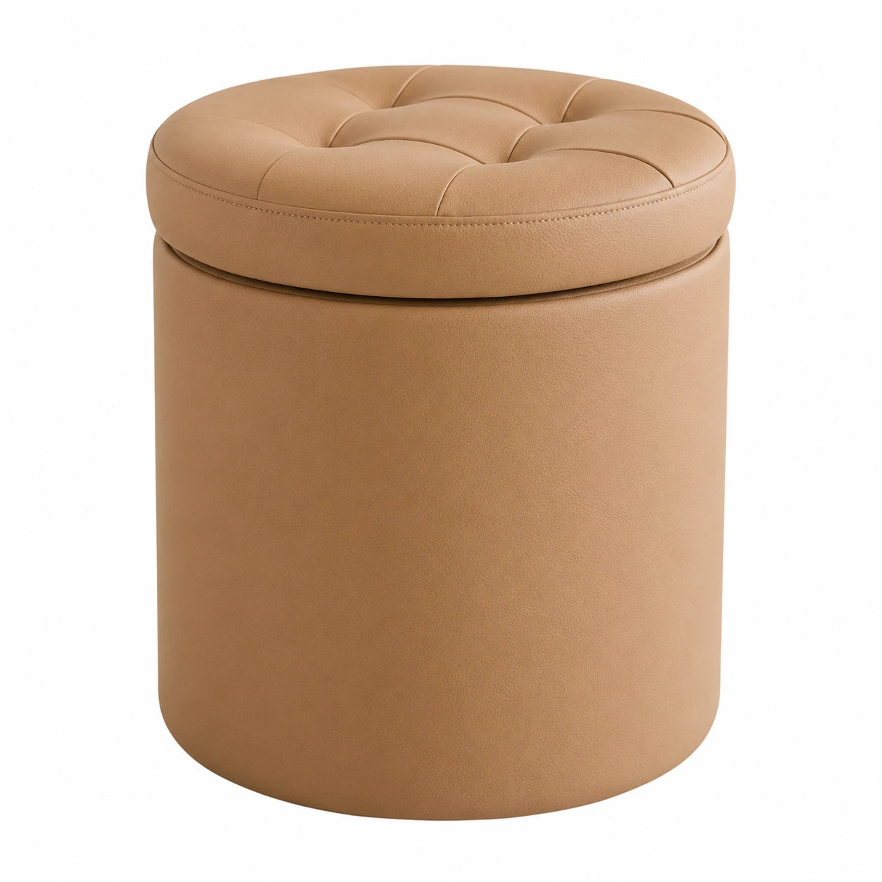 YCKEGEW Runde Aufbewahrungshocker mit Tufting, Gepolsterter Ottoman für Wohn- und Schlafzimmer, Schminkhocker und Schuhhocker, Braun, 36 cm