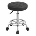 WKWKER Höhenverstellbarer Drehhocker aus PU-Leder, ideal für Büro, Küche und Massage, mit Rollen in Grau