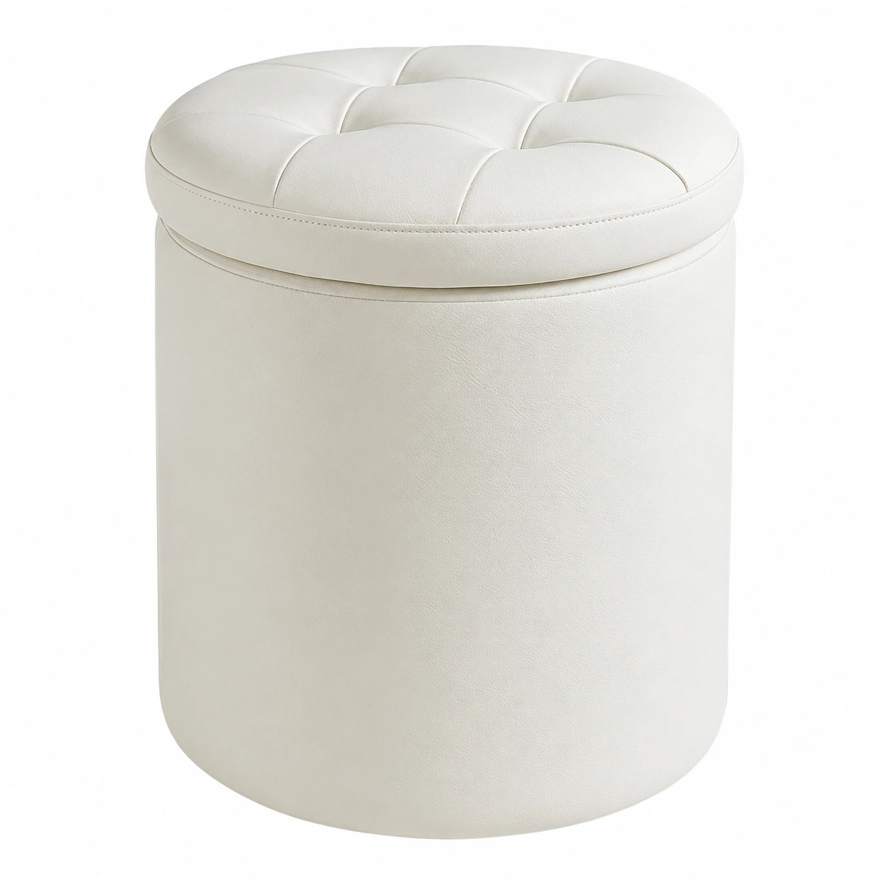 YCKEGEW Runde Ottomane mit Tufting, Gepolsterter Hocker für Wohn- und Schlafzimmer, Schmink- oder Schuhhocker, Beige, 42 cm