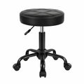 Ergonomischer Drehhocker aus PU-Leder, höhenverstellbar, mit Rollen für Salon und Spa, schwarz
