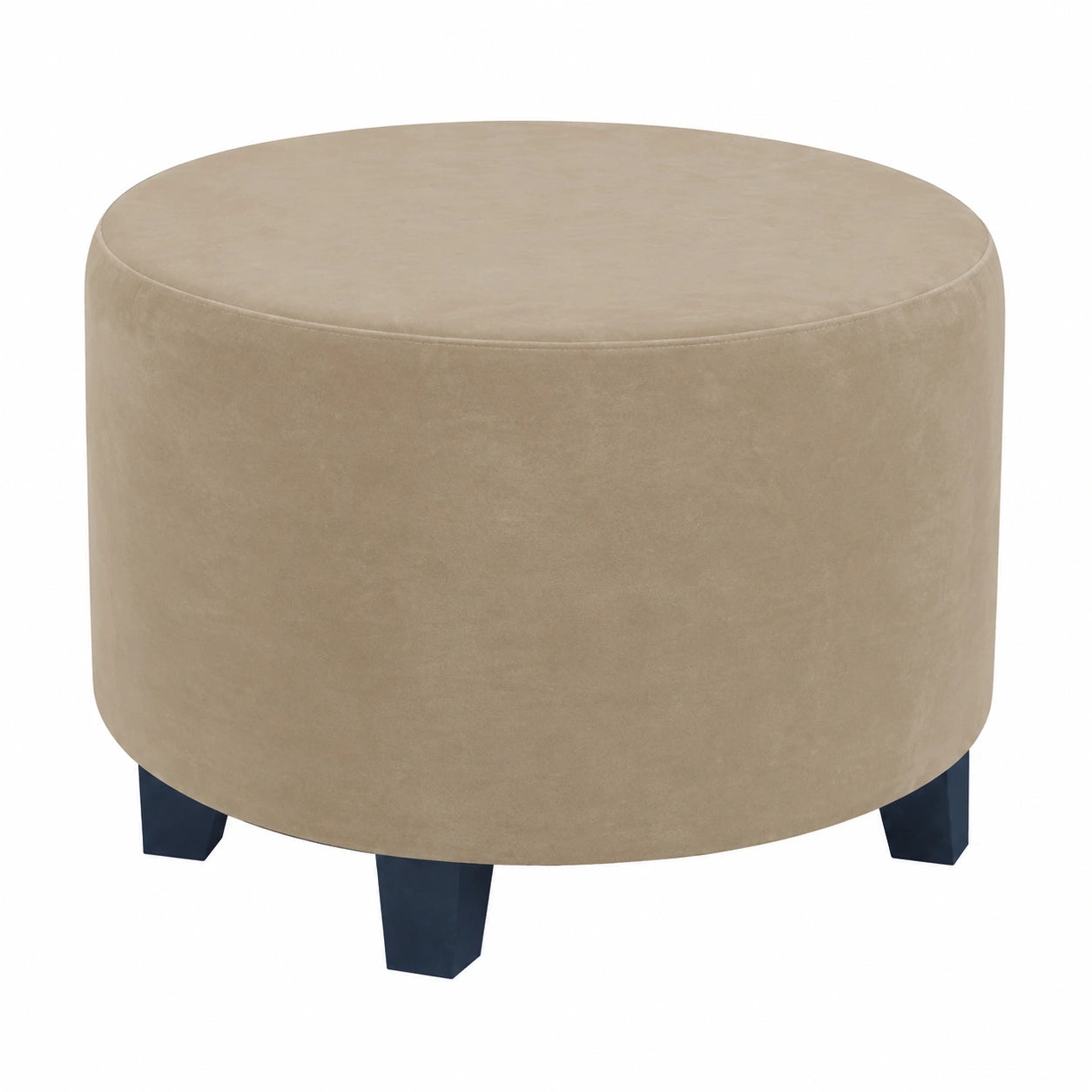 Runder Hockerbezug für Ottomanen, Fußstütze und Aufbewahrung, Taupe XL, langlebig, modern und pflegeleicht