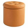 Moderner Ottomane Hocker, Polsterhocker mit Knopfdetail, Ideal für Wohn- und Schlafzimmer, Orange, 42cm