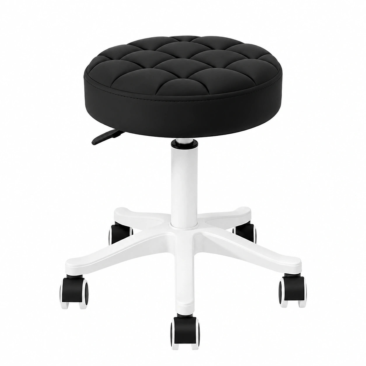 Höhenverstellbarer Drehhocker mit Rollen für Büro, SPA und Salon – Ergonomischer PU-Leder Schemel