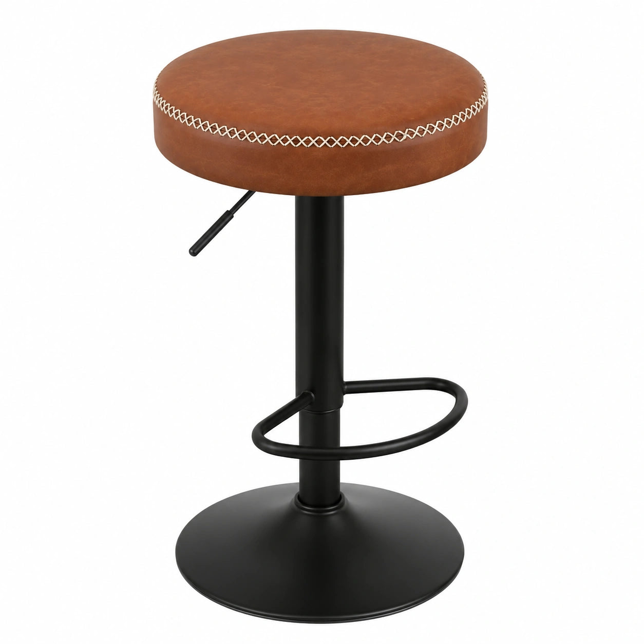 EUGAD Drehbarer Barhocker mit Höhenverstellung und Fußstütze, Vintage-Kunstleder, Braun