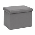 Kunstleder Sitzhocker mit Stauraum, klappbar, 42x32x32 cm, Grau für Wohnzimmer & Schlafzimmer