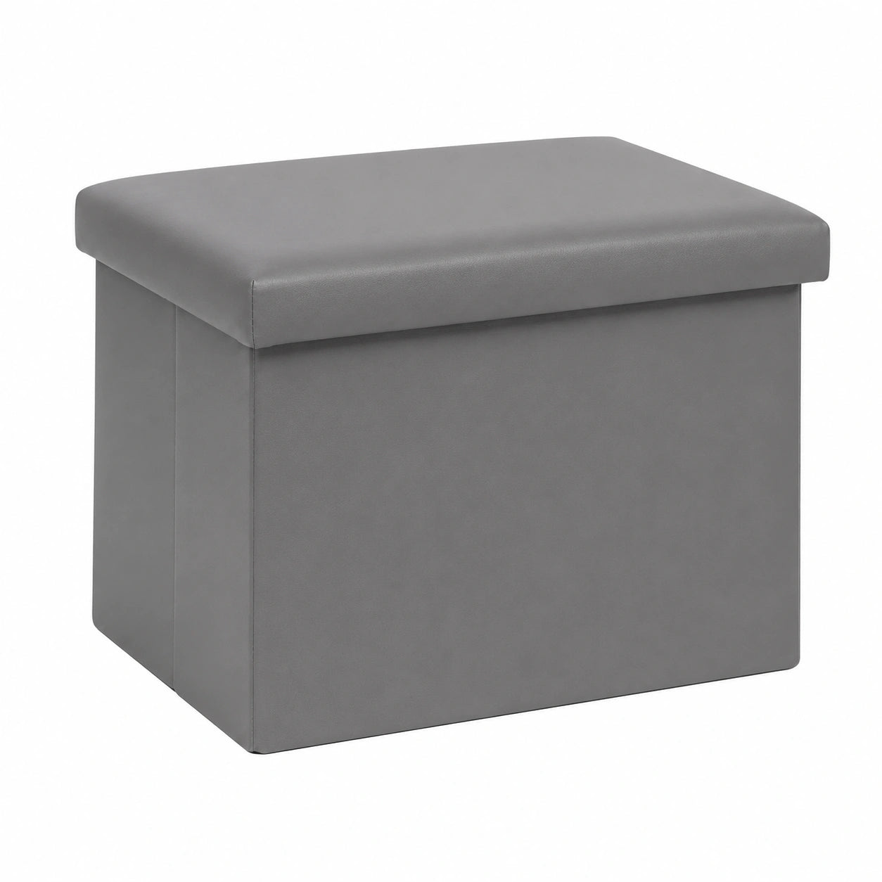 Kunstleder Sitzhocker mit Stauraum, klappbar, 42x32x32 cm, Grau für Wohnzimmer & Schlafzimmer