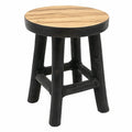 Spetebo Teakholz Pflanzenhocker rund Schwarz 17x15 cm - Massivholz Blumentisch mit 4 Beinen
