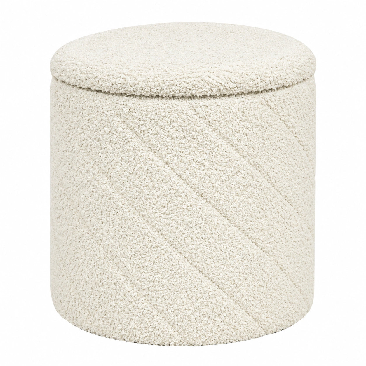 Bonlife Klappbarer Aufbewahrungshocker aus Boucle für Wohnzimmer und Schlafzimmer, Weiß, 33x33x35cm