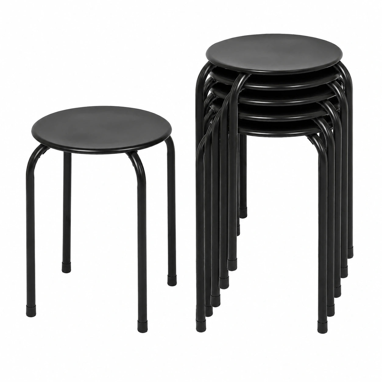 Harbour Housewares Metallhocker Stapelbar - Mattschwarz - Set aus 6 für Küche, Büro und Wohnzimmer