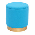 Eleganter Samt-Fußhocker mit Stauraum, ideal für Wohn- und Schlafzimmer, Blau, 40 x 43 cm