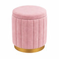 Runder Samt-Pouf mit Stauraum, gepolsterter Make-up-Hocker fürs Schlafzimmer, dekorativer Akzent für Damen, stilvolles Möbelstück fürs Wohnzimmer