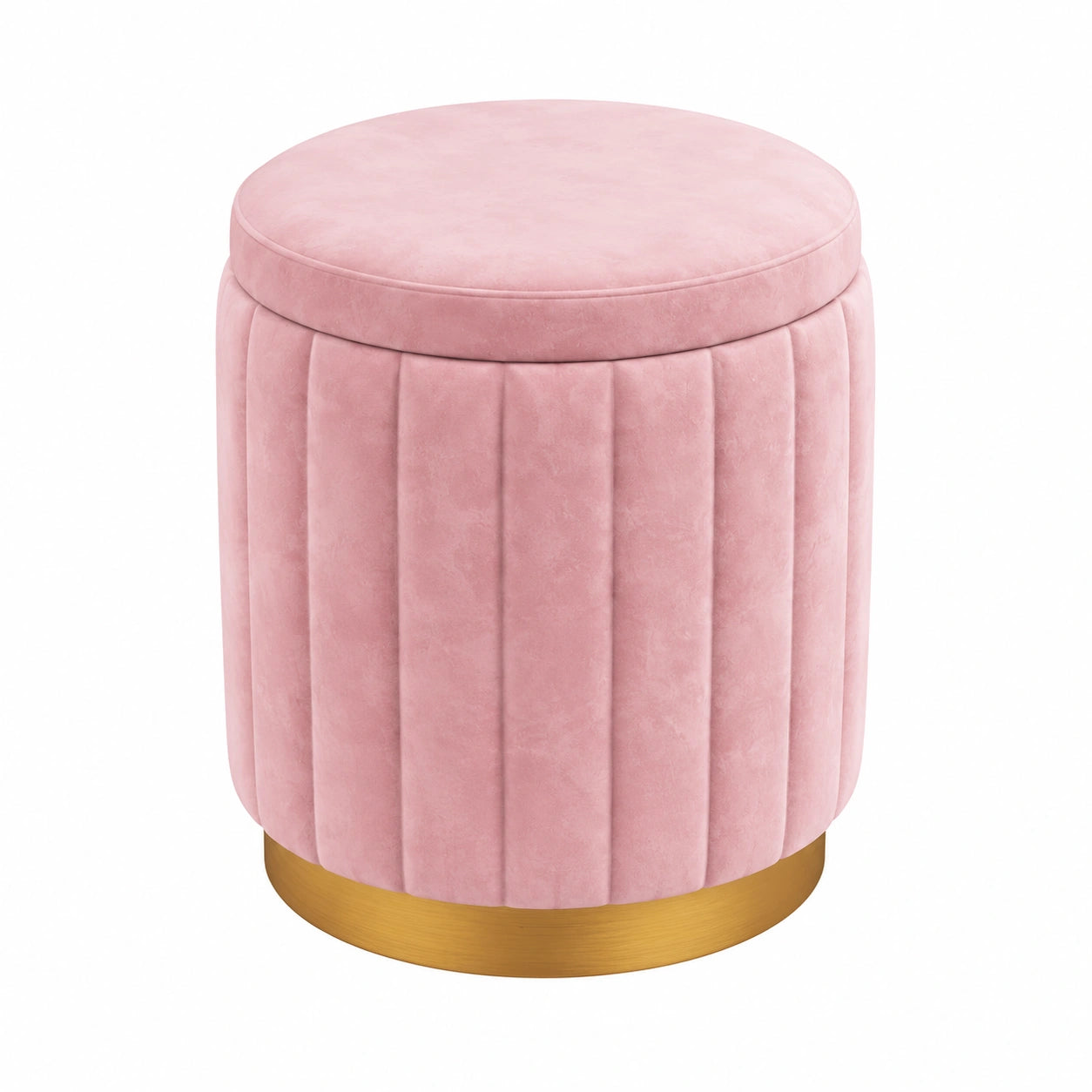 Runder Samt-Pouf mit Stauraum, gepolsterter Make-up-Hocker fürs Schlafzimmer, dekorativer Akzent für Damen, stilvolles Möbelstück fürs Wohnzimmer