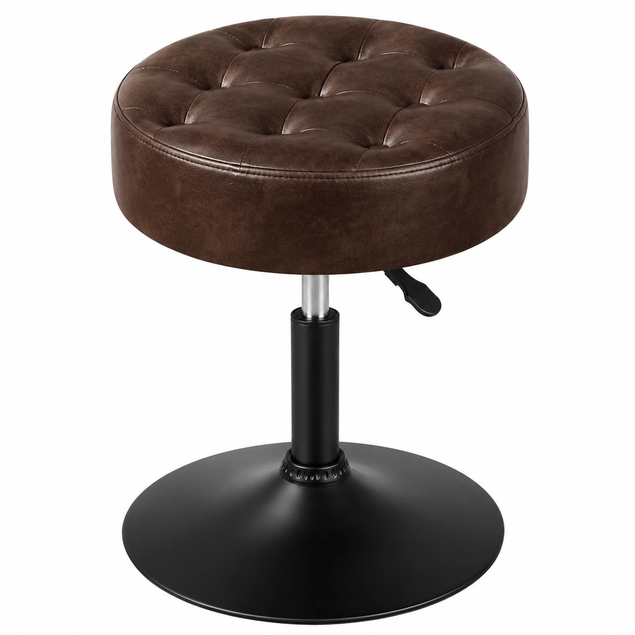 Verstellbarer Drehhocker aus Kunstleder, ideal für Schminktisch, Büro, Küche und Bar, in Schwarzbraun