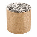 Runder Rattan-Hocker mit Stauraum, Holzoptik, 29x33 cm, ideal für Büro und Wohnzimmer