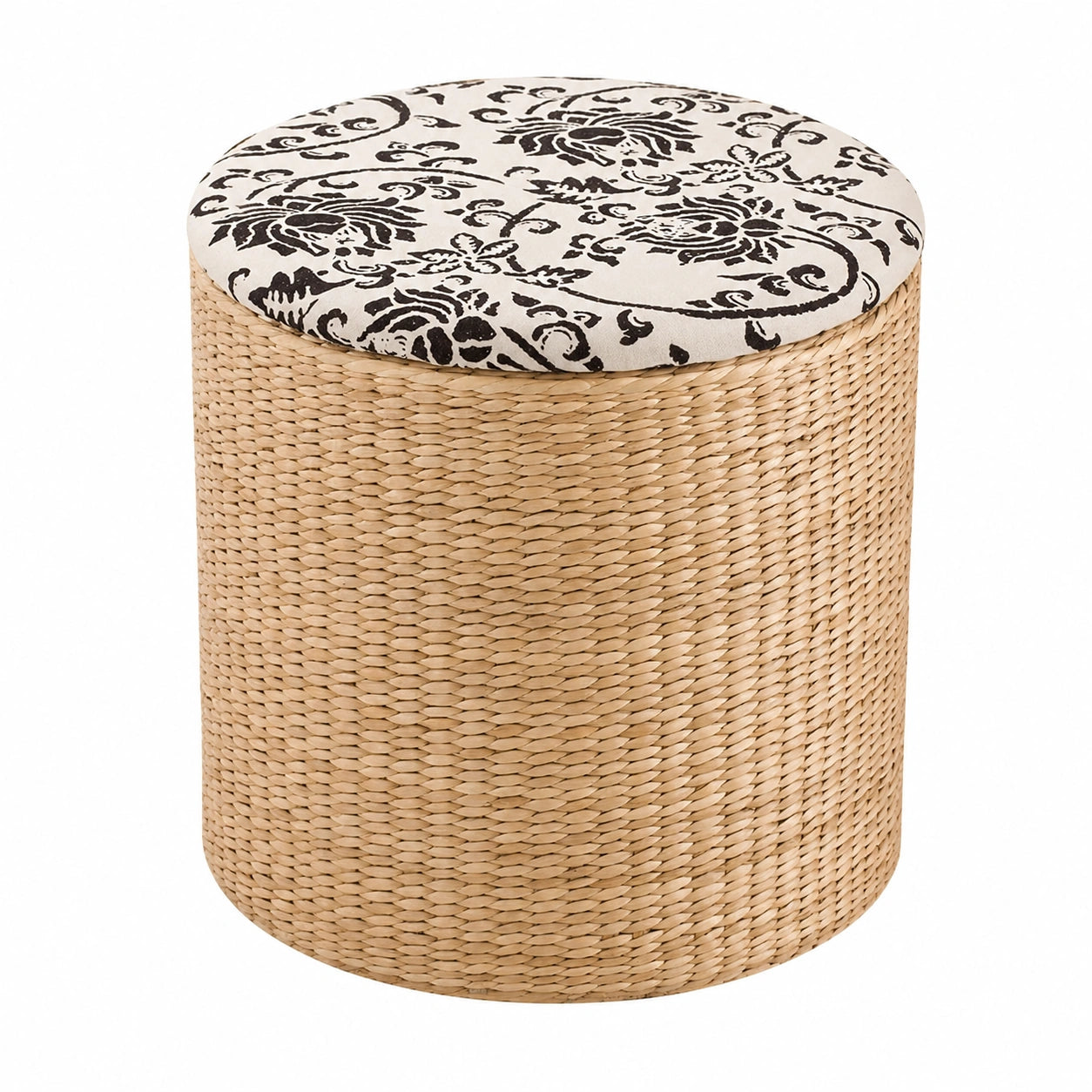 Runder Rattan-Hocker mit Stauraum, Holzoptik, 29x33 cm, ideal für Büro und Wohnzimmer