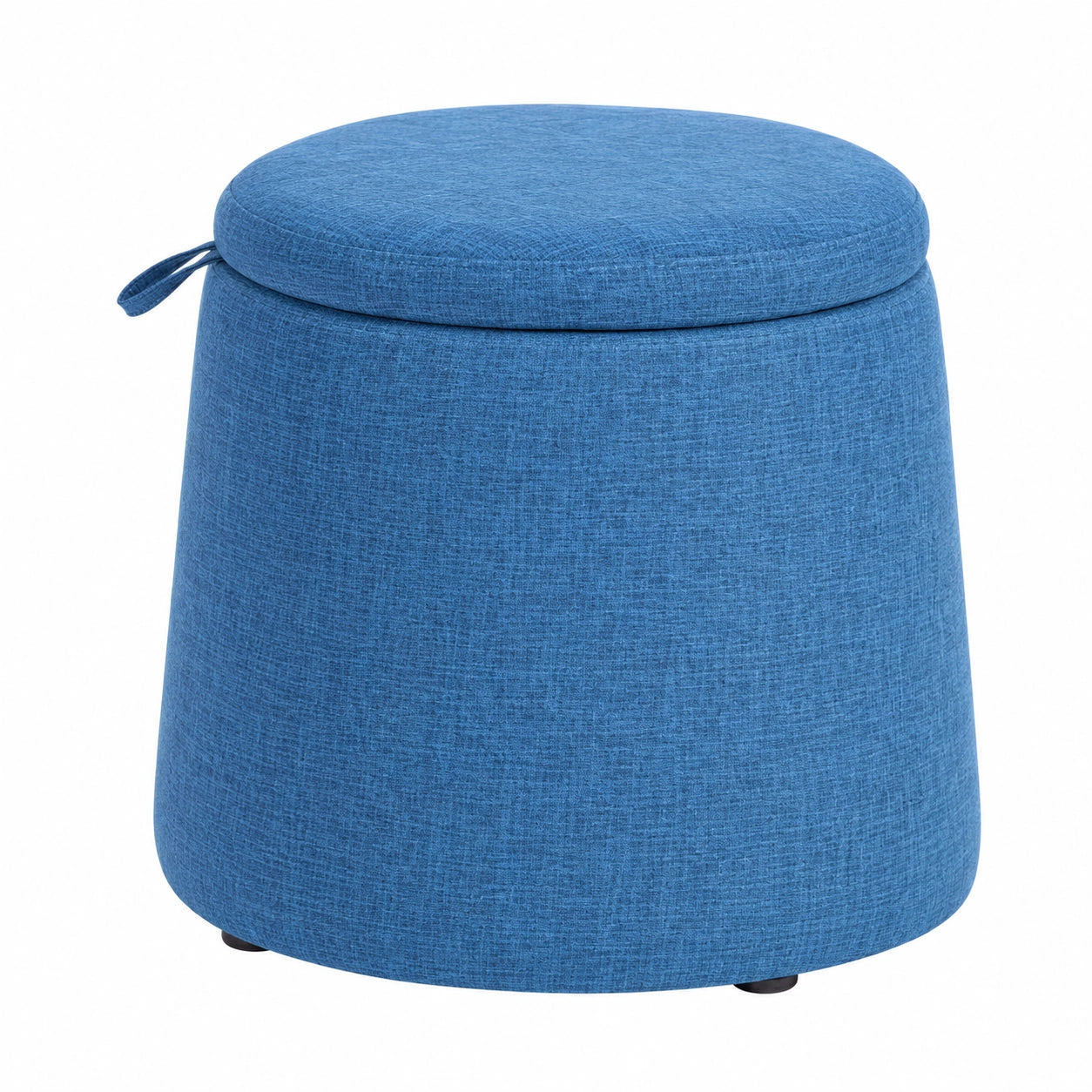 Runder gepolsterter Fußhocker mit Stauraum und abnehmbarem Deckel, rutschfest, für den Eingangsbereich, blau