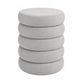 Runder Stoffhocker mit Stauraum in Samtoptik, Ø 42 x 47 cm, ideal für Wohnzimmer und Flur, grau
