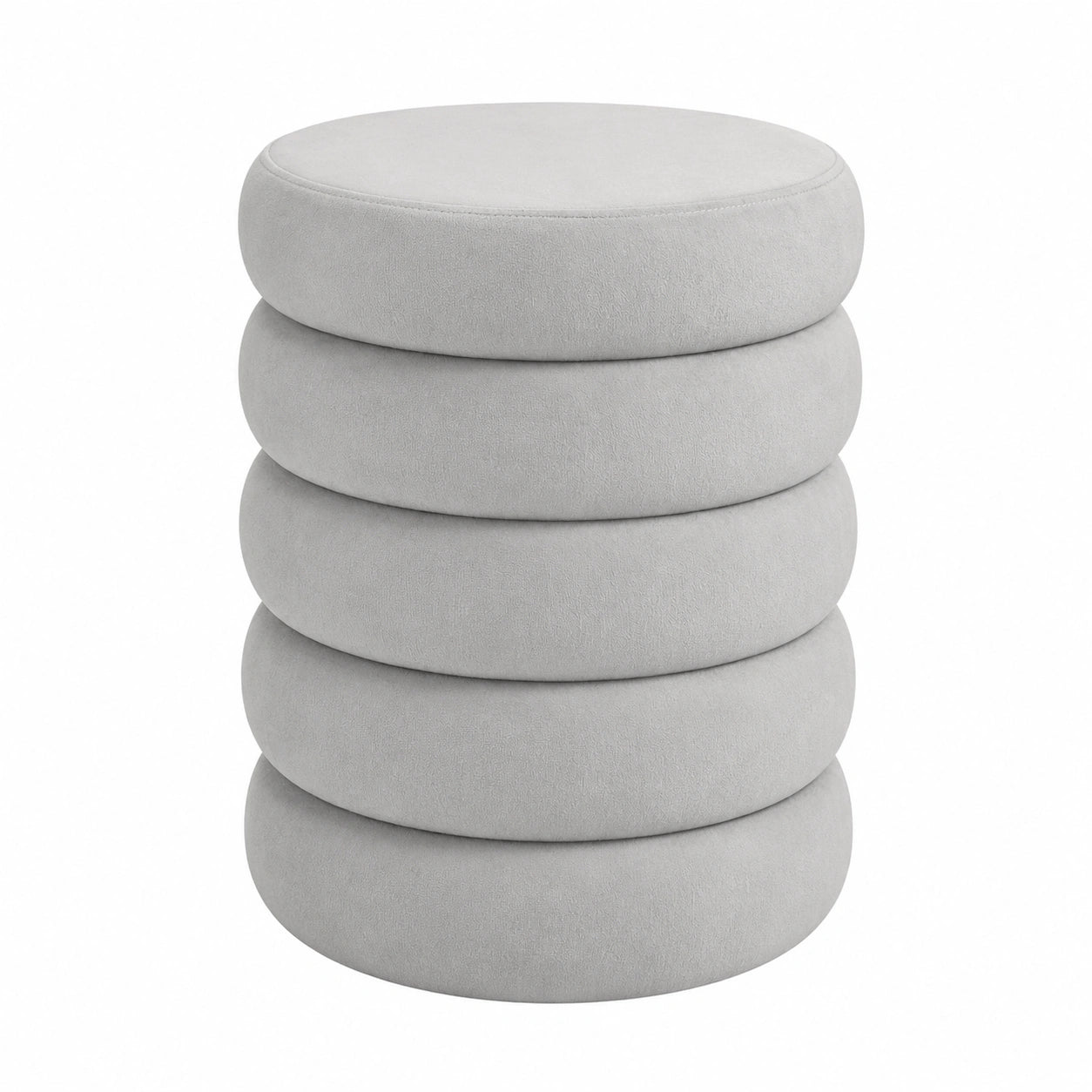 Runder Stoffhocker mit Stauraum in Samtoptik, Ø 42 x 47 cm, ideal für Wohnzimmer und Flur, grau