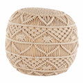 Runder Baumwoll-Pouf Kayseri in Beige, 40x40 cm – Strickhocker als Sitzkissen
