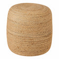 Runder Boho Pouf aus Jute in Sandbeige, Ø 46 cm, mit EPS-Füllung