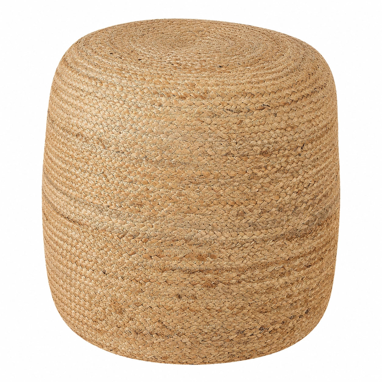 Runder Boho Pouf aus Jute in Sandbeige, Ø 46 cm, mit EPS-Füllung